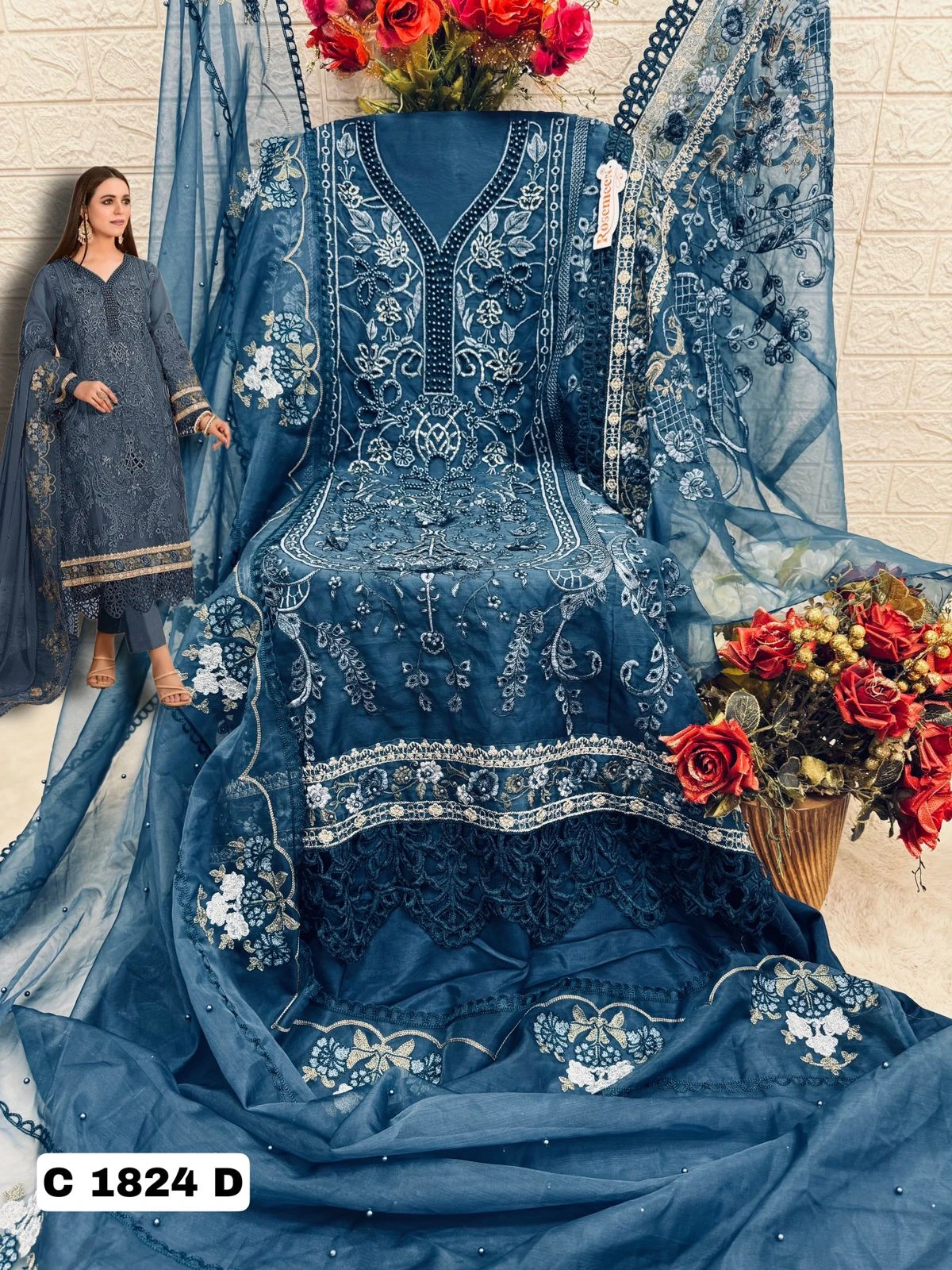 Fepic C 1824 Organza Wholesale Pakistani Salwar Suit Catalog — Wholesale Salwar Suits, MPA wholesale from Surat - Gallery Image 3